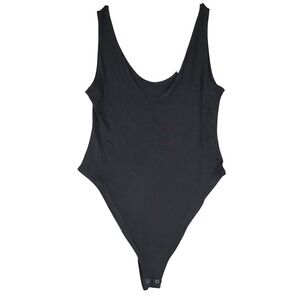 A Pea in the Pod Womens L Black Ribbed Micro Modal Bodysuit Maternity Lounge